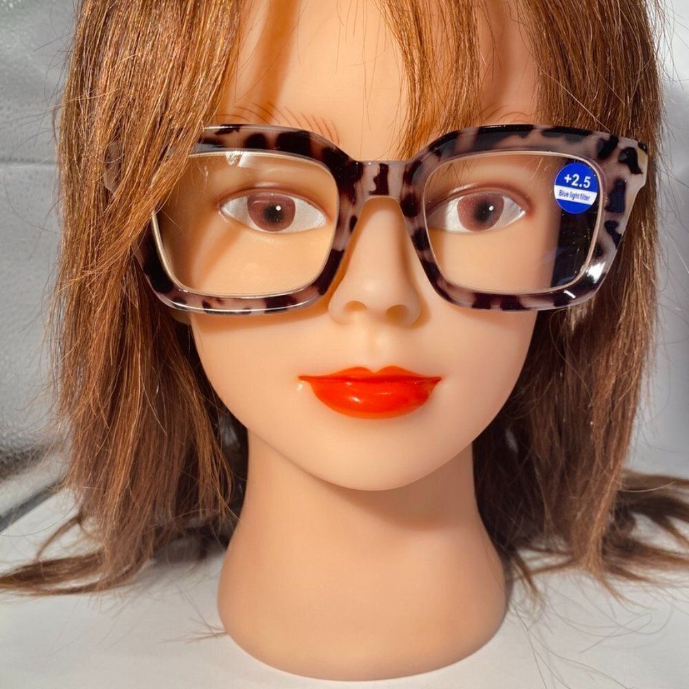 1097 Claudia 2.5 Oversize Light Tortoise Reading Glasses Square Concave Reade…